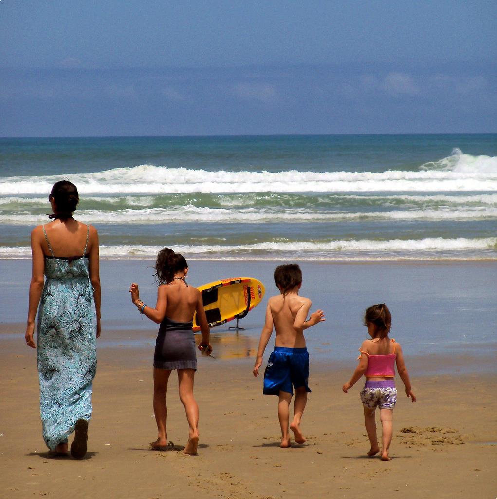 family on the beach